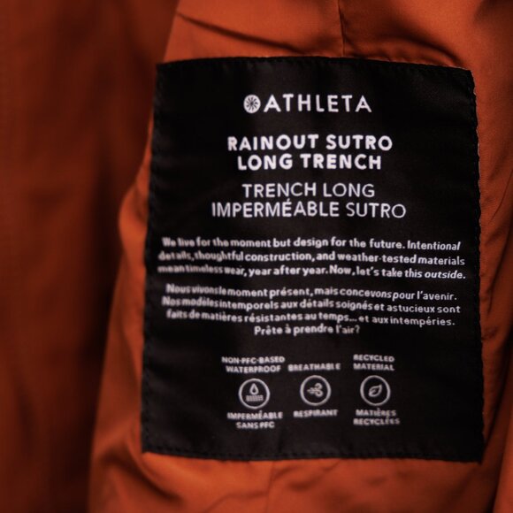 Athleta Rainout Sutro Long Trench XS Womens Nutmeg - Picture 6 of 11